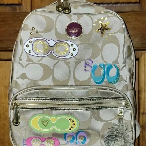 EUC Coach Signature Poppy Applique Backpack Rare Limited Edition F17939 - Picture 1 of 13